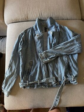 Forever 21 Light Blue Denim Jacket with Belt